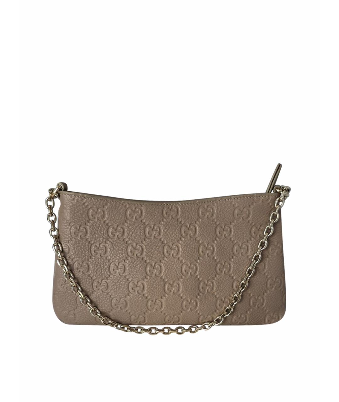 GUCCI Бежевая кожаная сумка с короткими ручками, фото 1