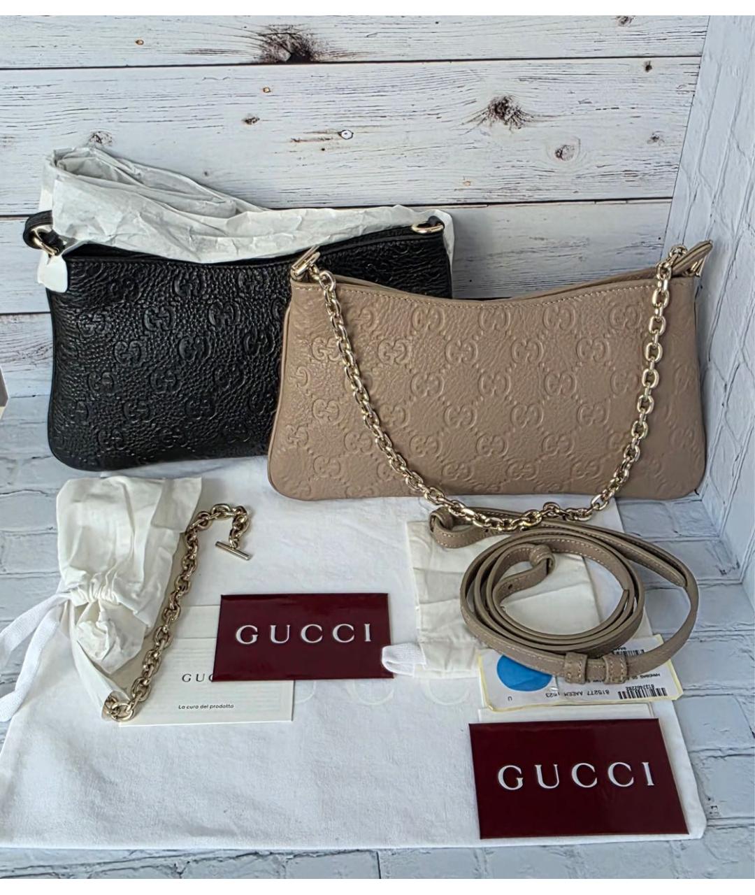 GUCCI Бежевая кожаная сумка с короткими ручками, фото 7