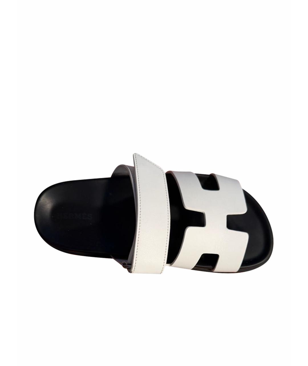 HERMES Белые кожаные сандалии, фото 1