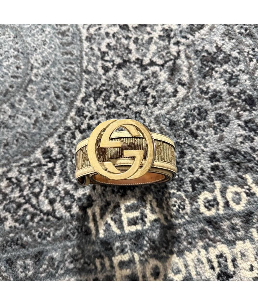 GUCCI Бежевый кожаный ремень, фото 6