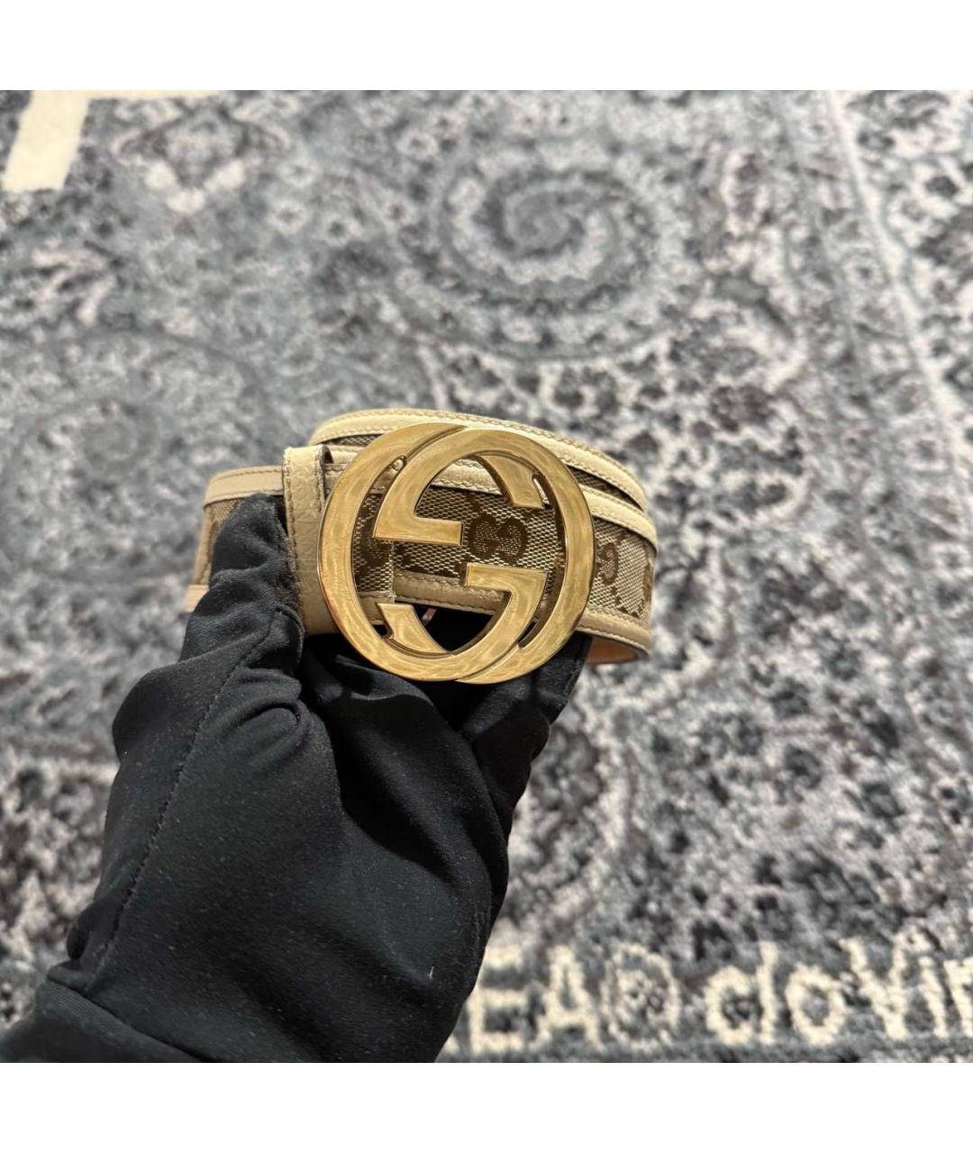 GUCCI Бежевый кожаный ремень, фото 2