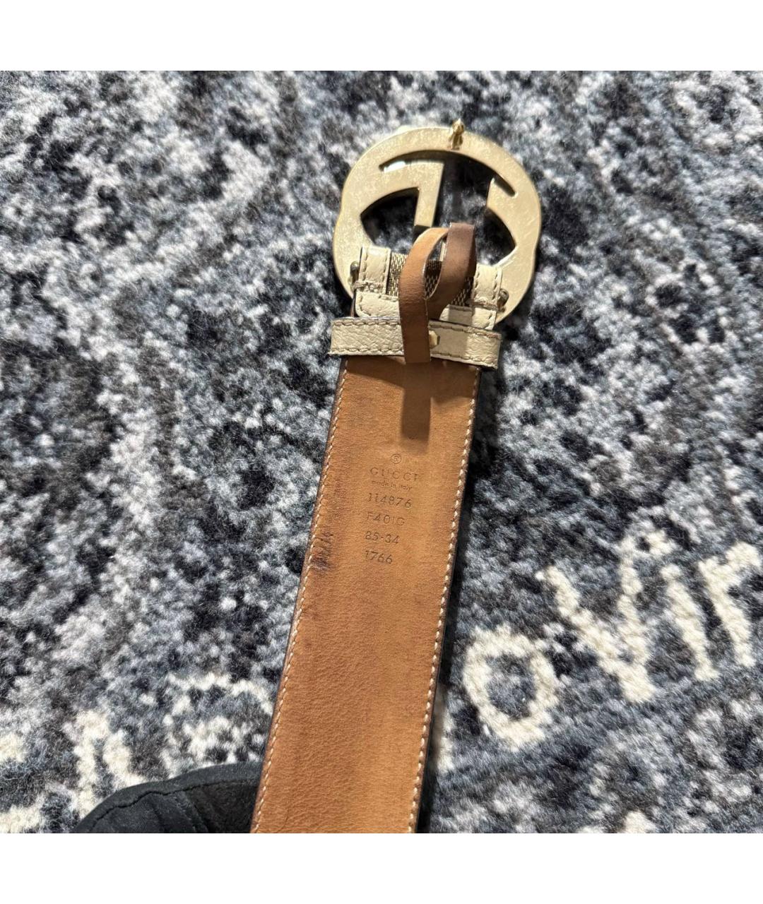 GUCCI Бежевый кожаный ремень, фото 3