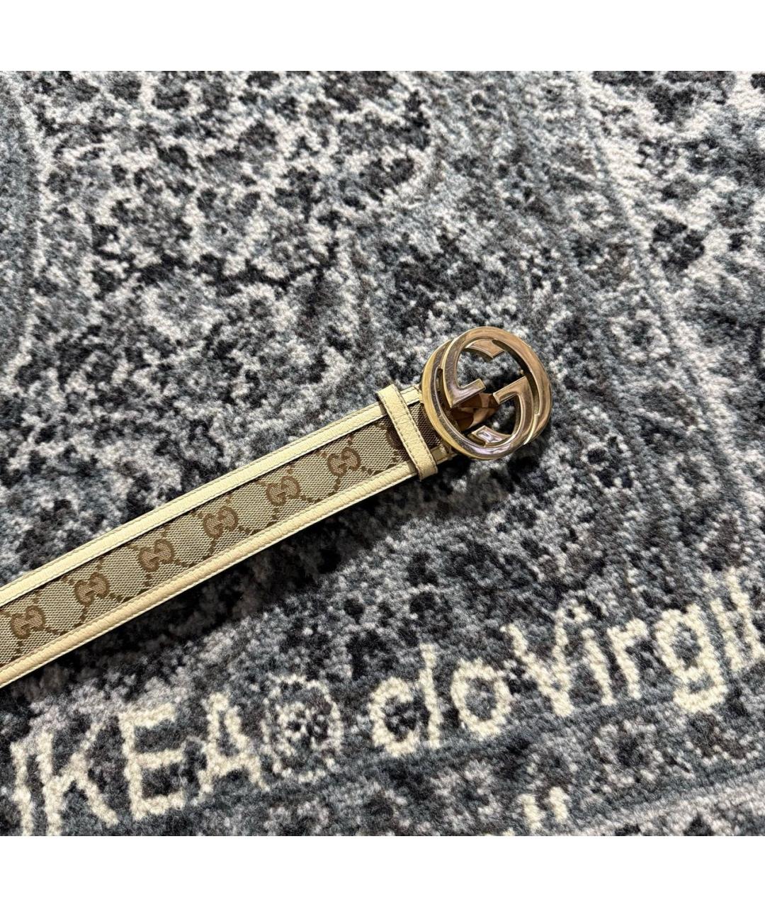 GUCCI Бежевый кожаный ремень, фото 5