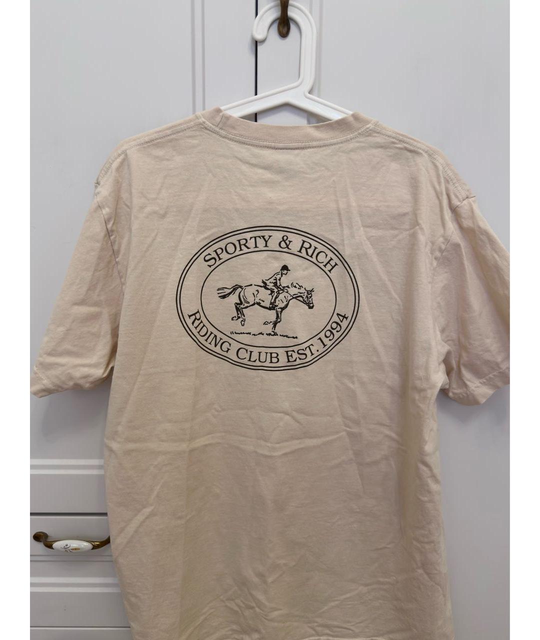 SPORTY AND RICH Бежевая хлопковая футболка, фото 2