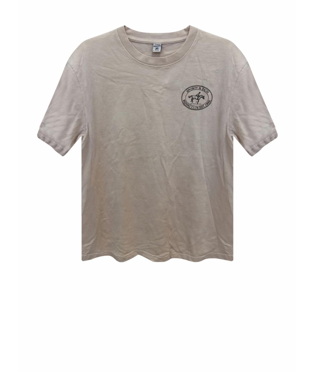 SPORTY AND RICH Бежевая хлопковая футболка, фото 1