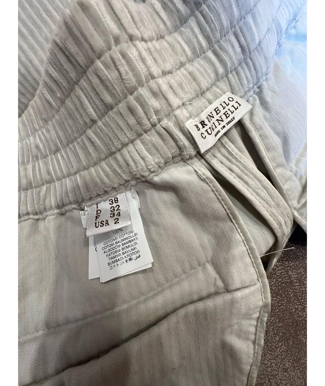 BRUNELLO CUCINELLI Серые велюровые прямые брюки, фото 4