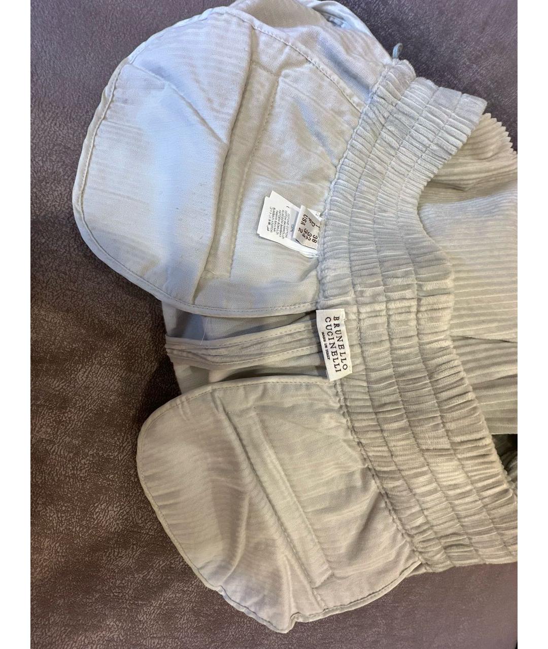 BRUNELLO CUCINELLI Серые велюровые прямые брюки, фото 3