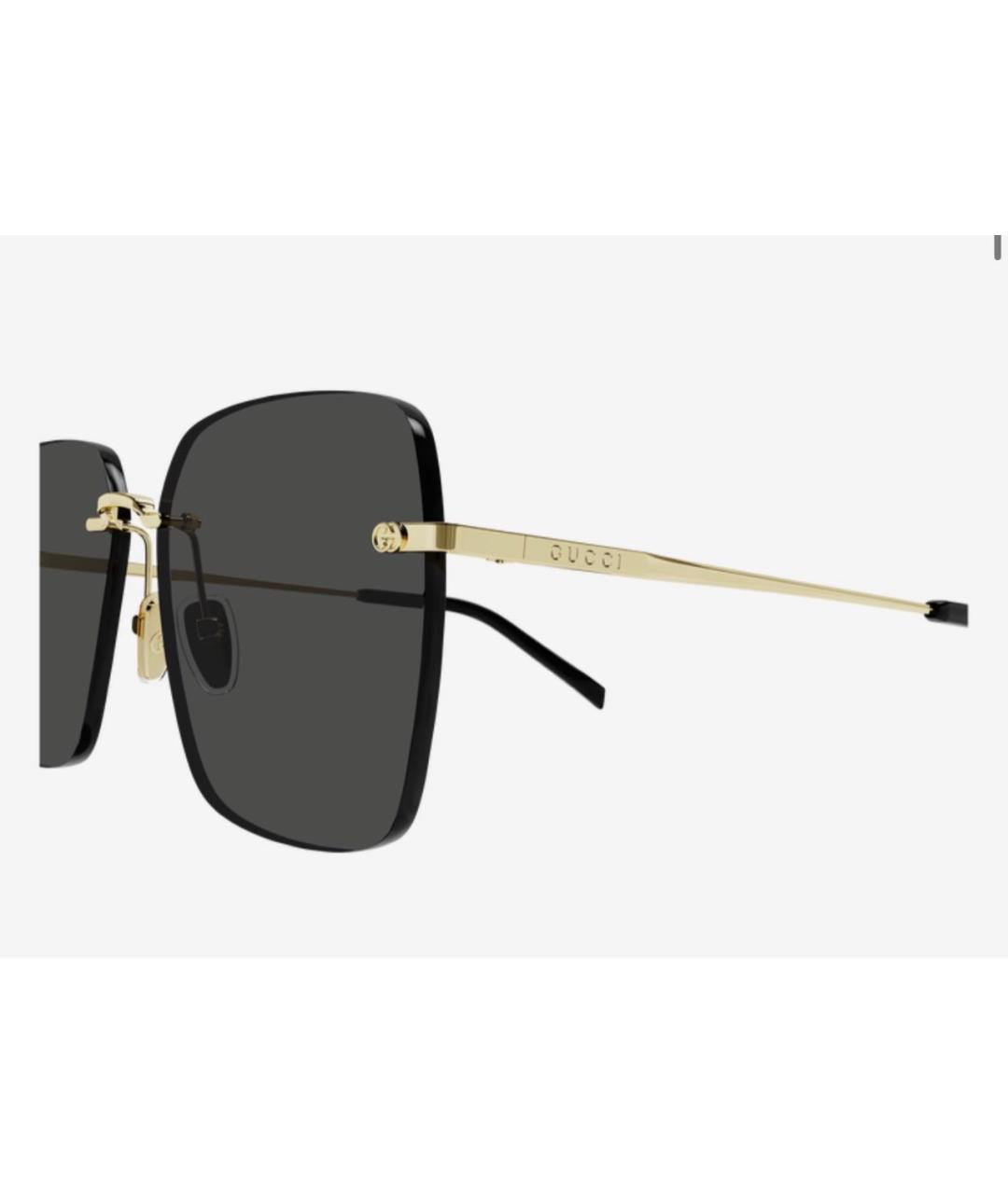 GUCCI Золотые металлические солнцезащитные очки, фото 3