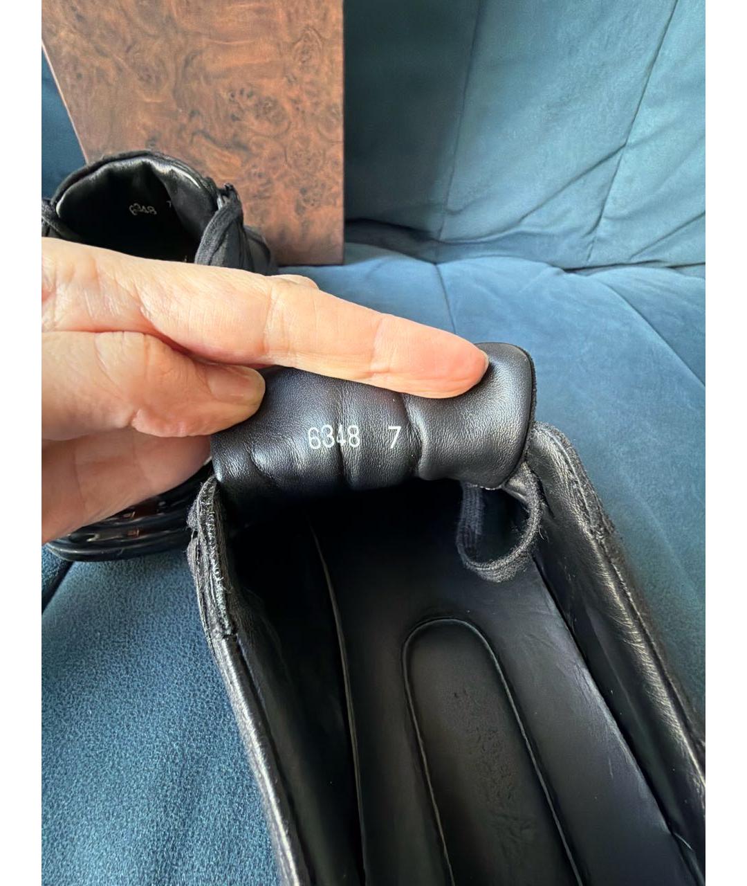 STEFANO RICCI Черные кожаные низкие кроссовки / кеды, фото 5