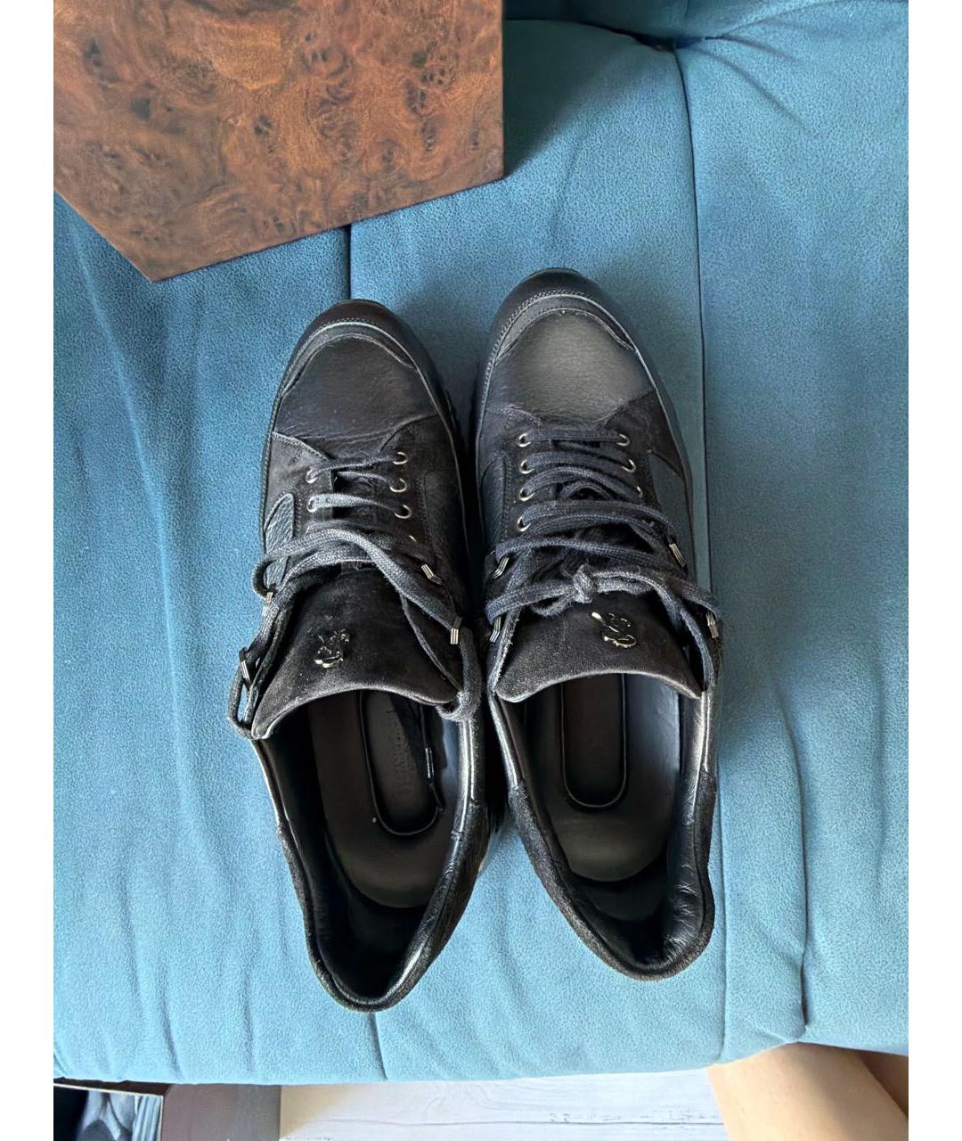 STEFANO RICCI Черные кожаные низкие кроссовки / кеды, фото 3