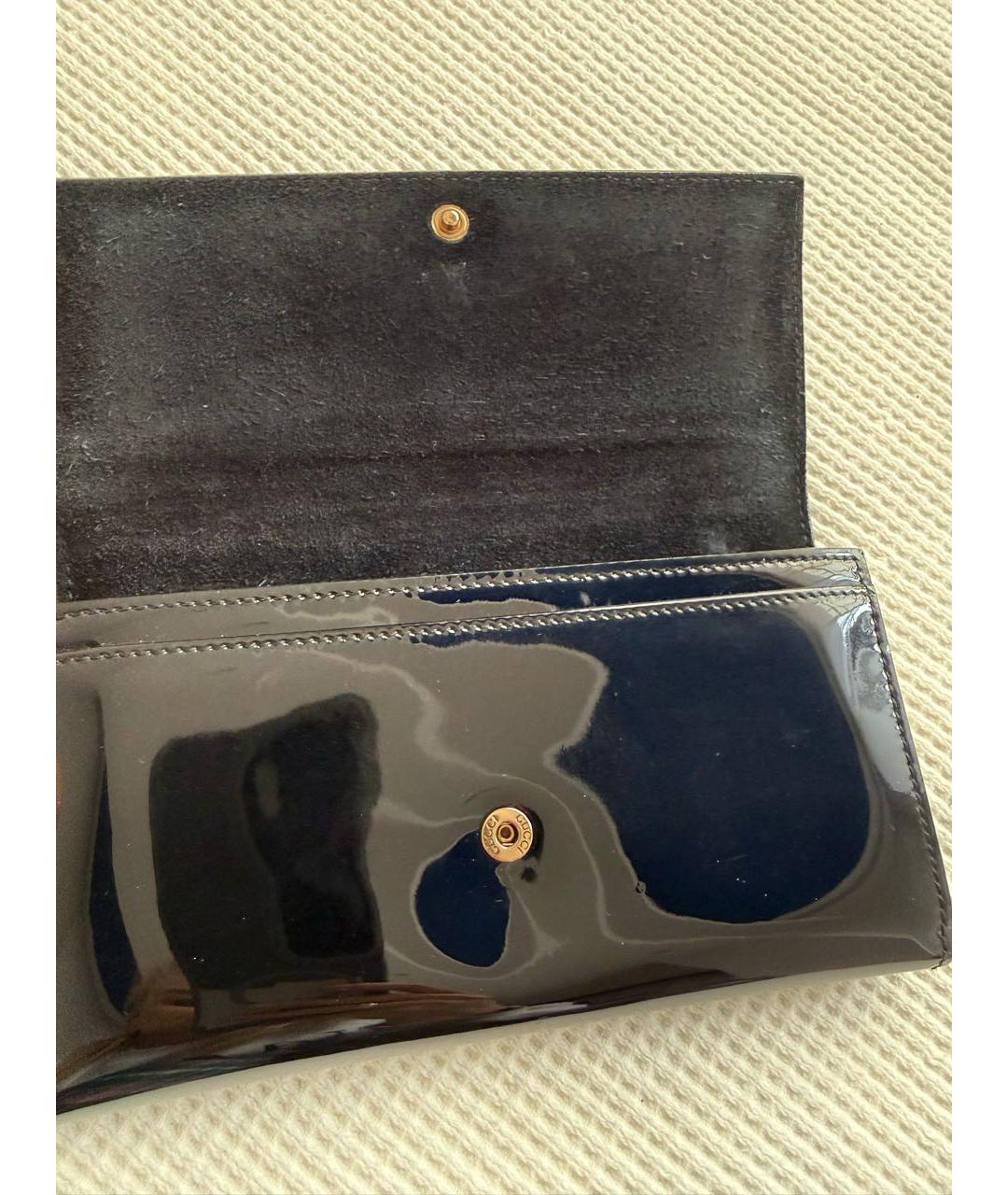 GUCCI Черный кошелек из лакированной кожи, фото 4