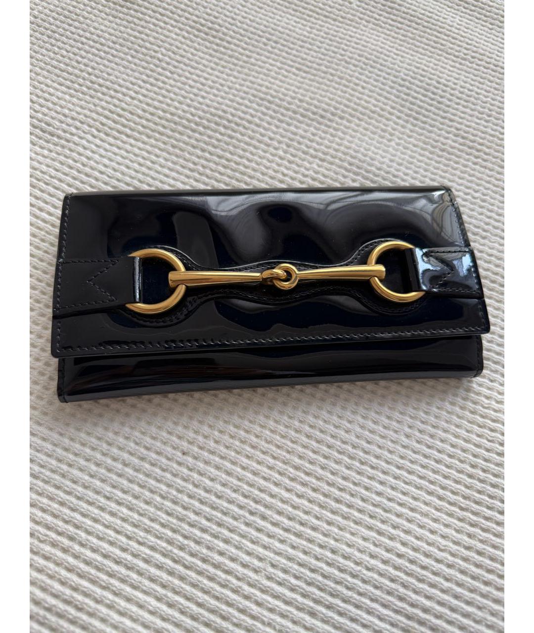 GUCCI Черный кошелек из лакированной кожи, фото 6
