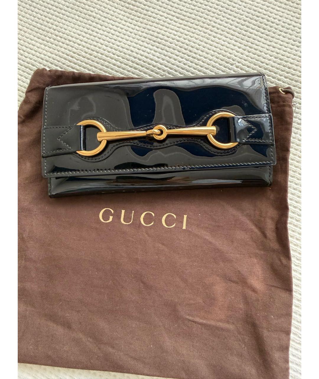 GUCCI Черный кошелек из лакированной кожи, фото 5