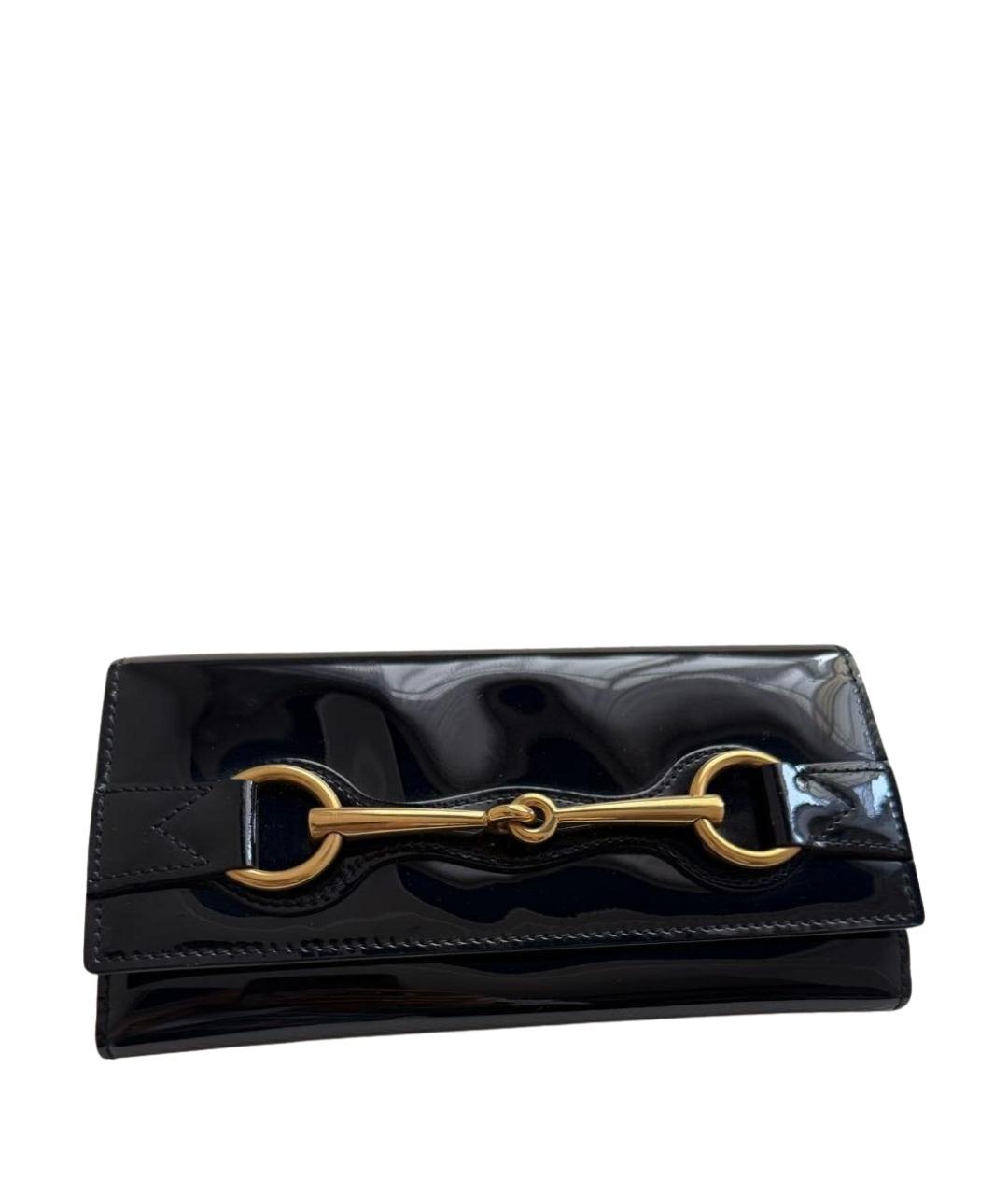 GUCCI Черный кошелек из лакированной кожи, фото 1