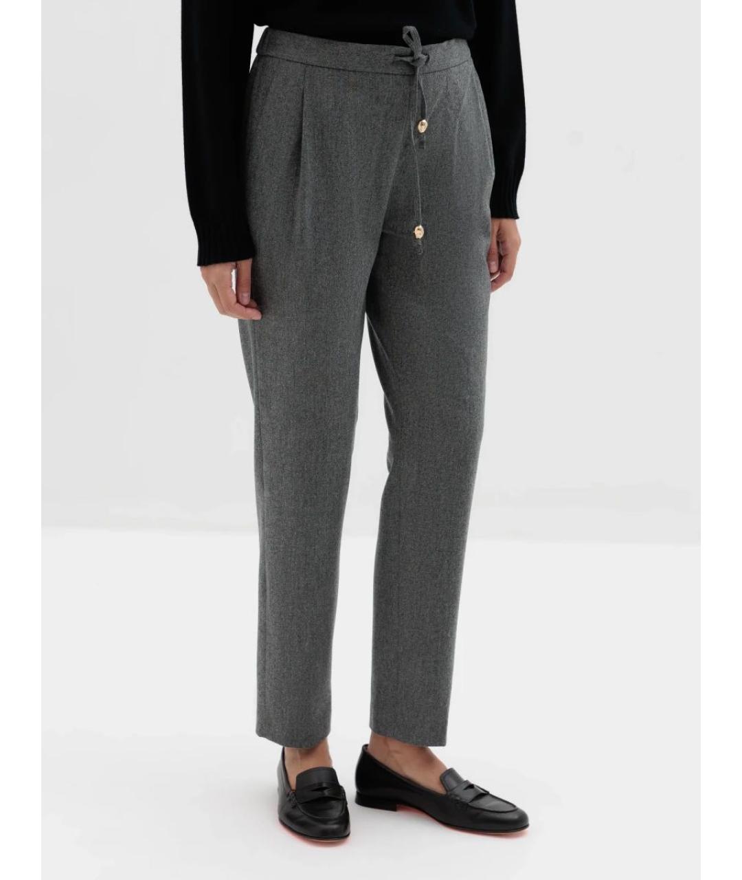 FABIANA FILIPPI Серые шерстяные прямые брюки, фото 4