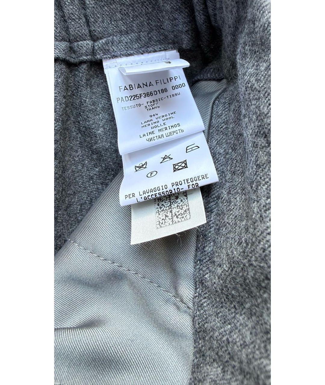 FABIANA FILIPPI Серые шерстяные прямые брюки, фото 3