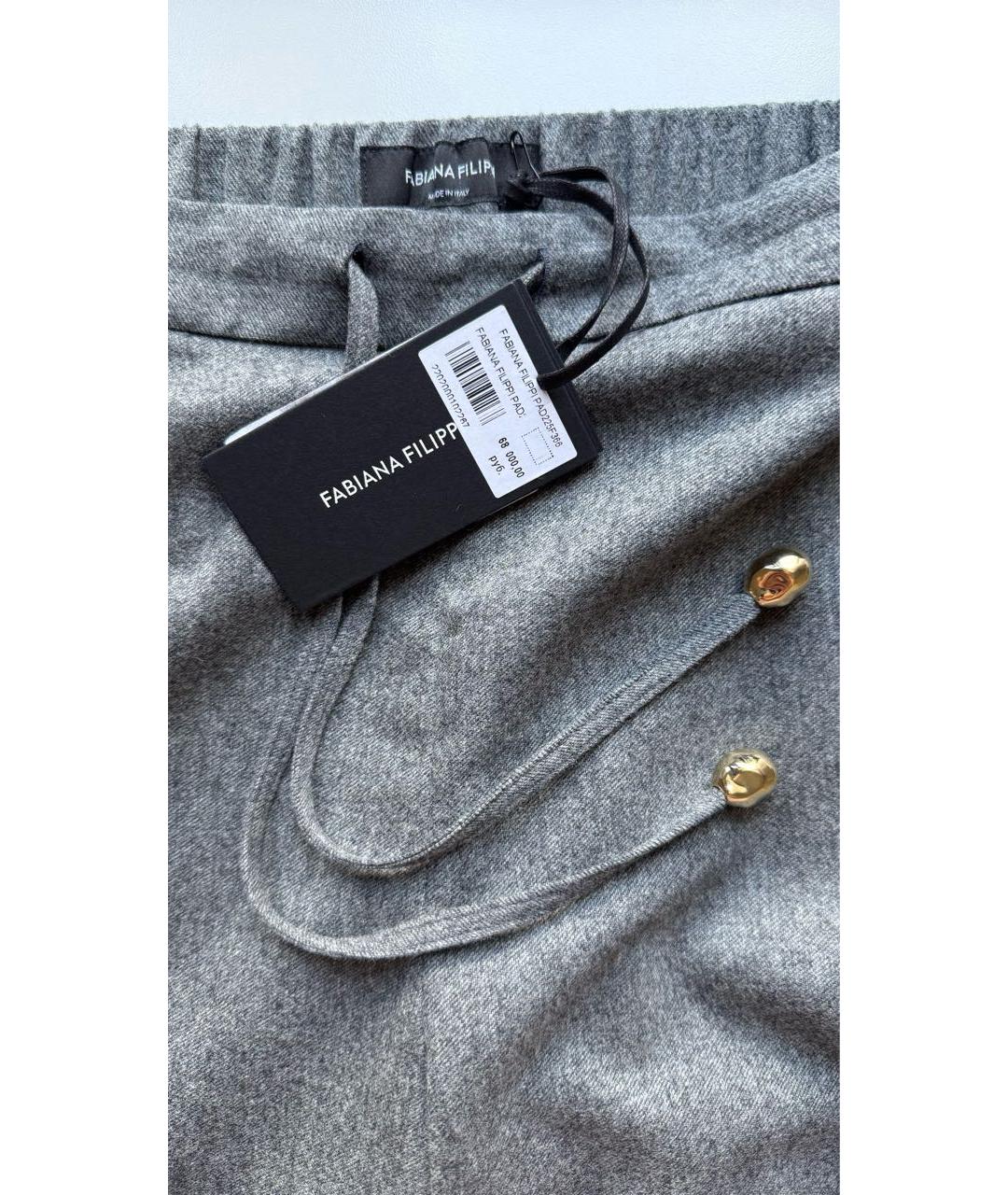 FABIANA FILIPPI Серые шерстяные прямые брюки, фото 2
