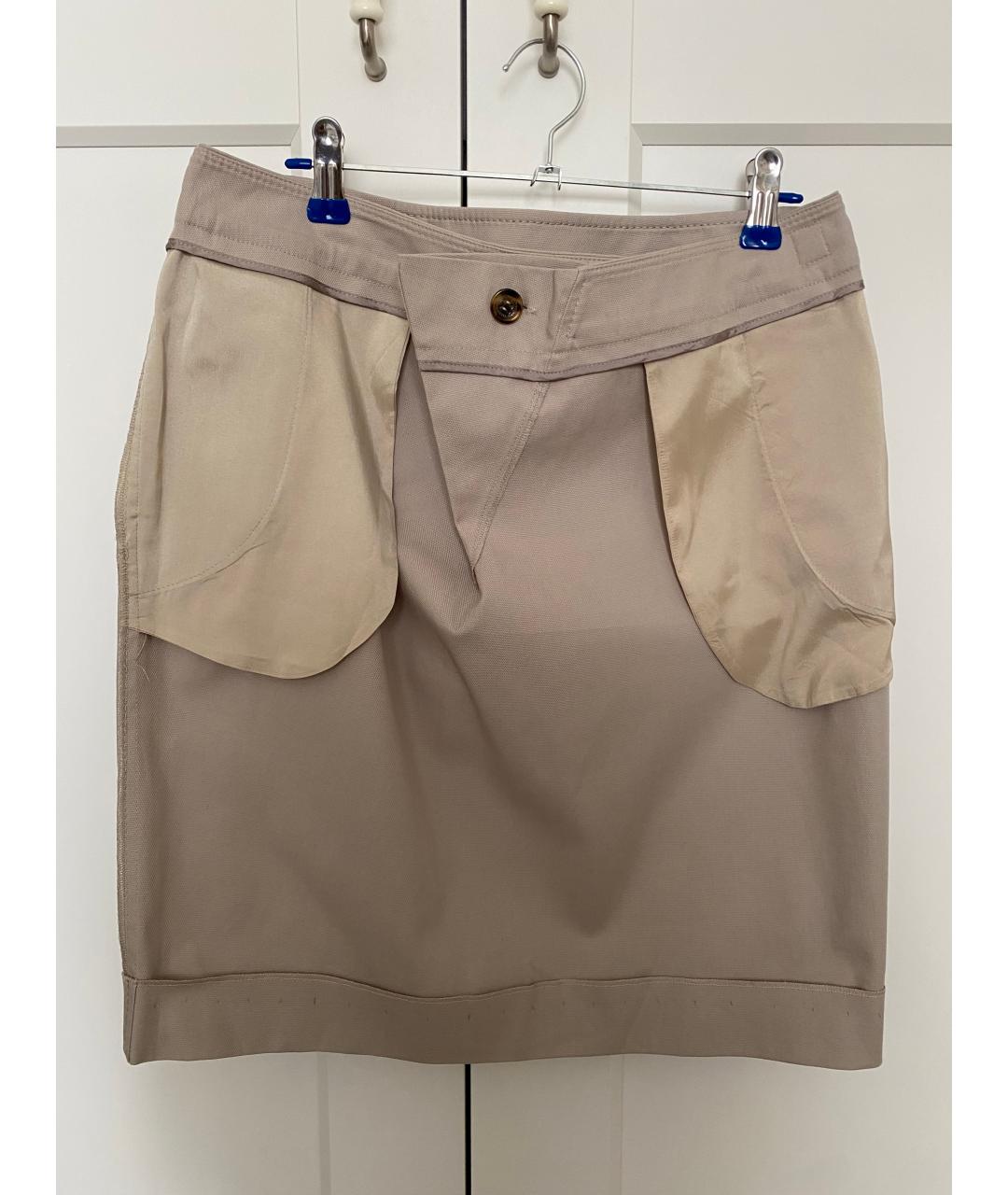 RED VALENTINO Бежевая хлопковая юбка мини, фото 5