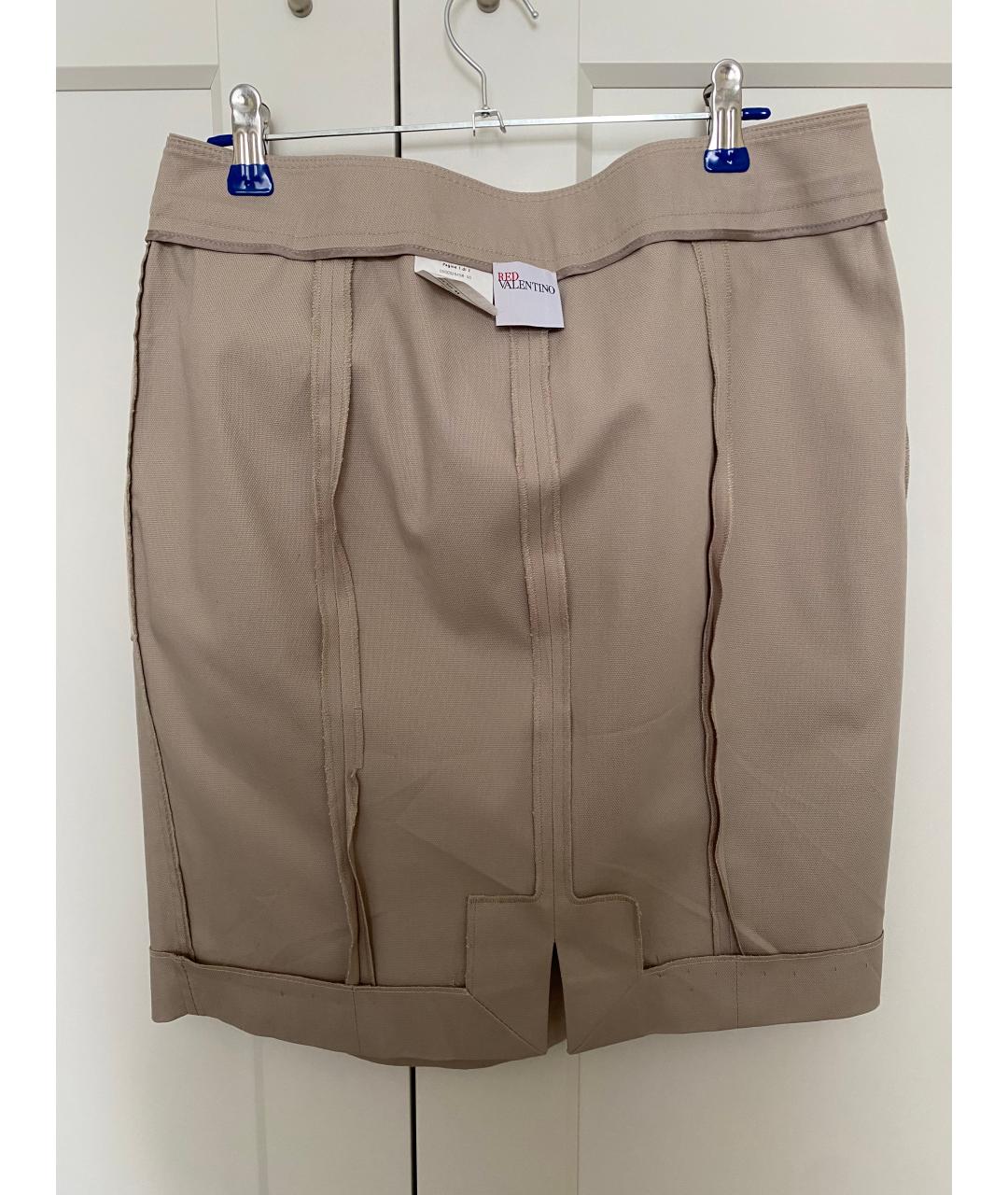 RED VALENTINO Бежевая хлопковая юбка мини, фото 8