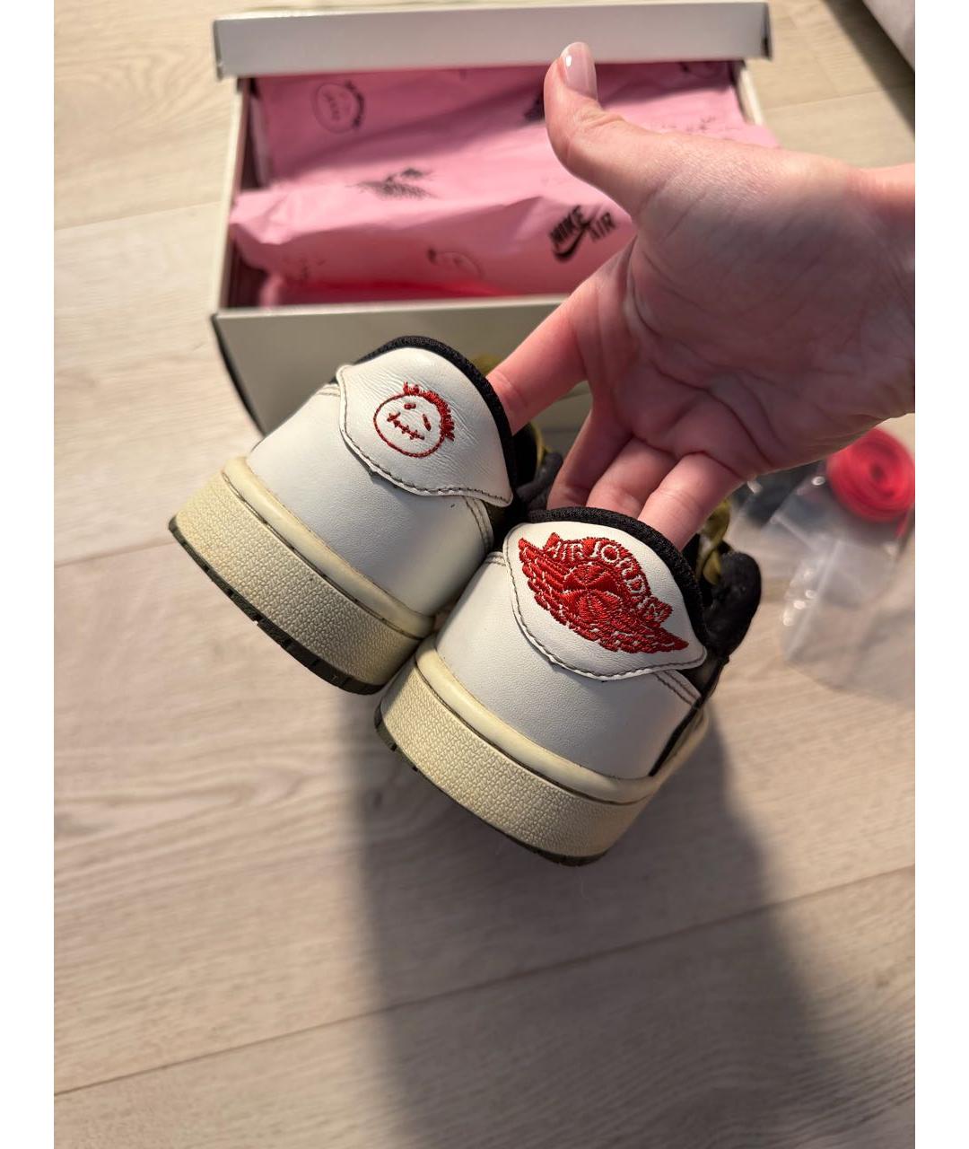 JORDAN Хаки кожаные кеды, фото 4