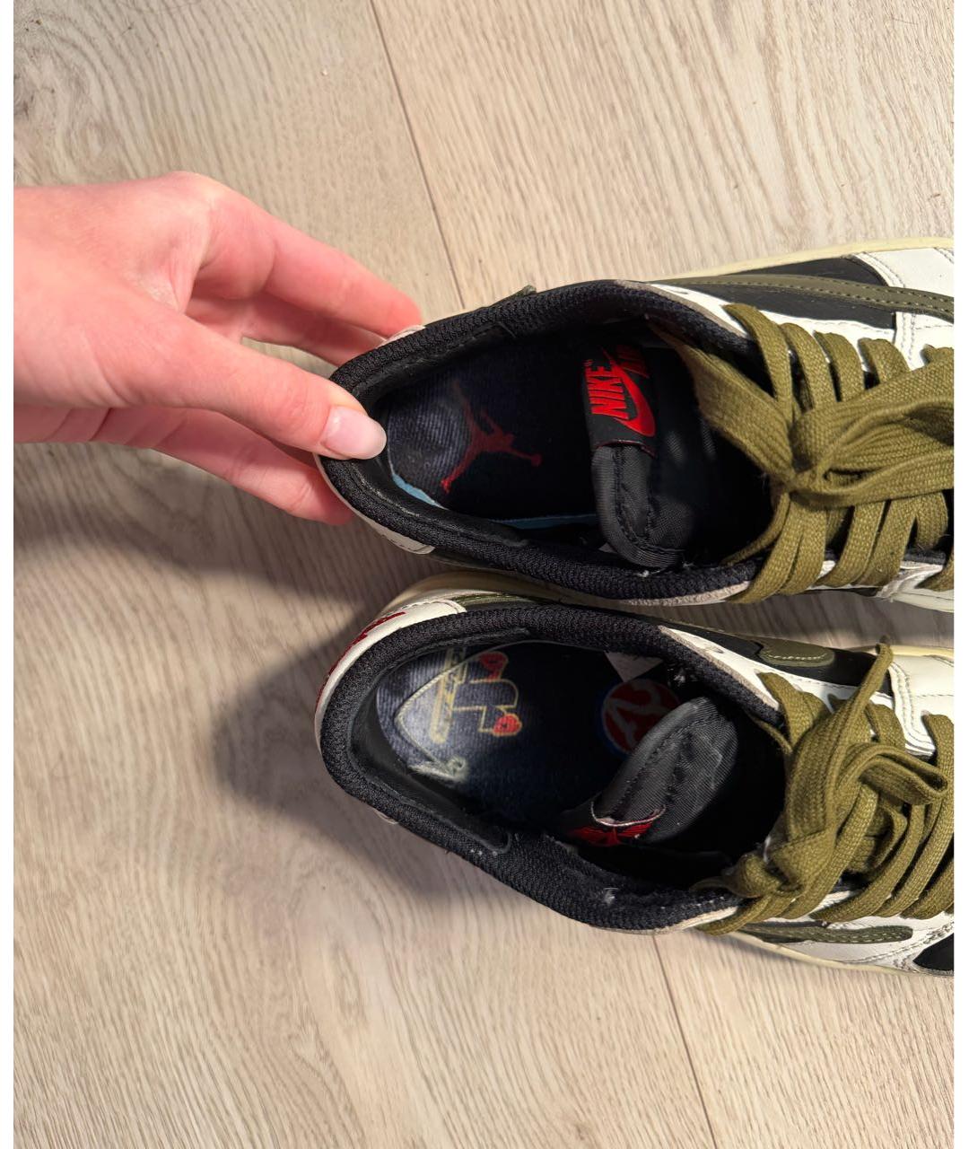 JORDAN Хаки кожаные кеды, фото 5