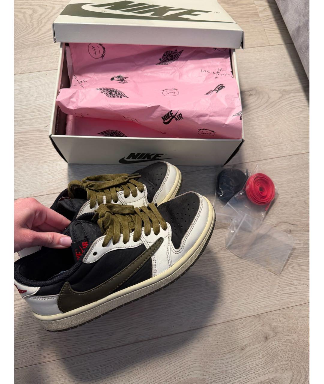 JORDAN Хаки кожаные кеды, фото 7