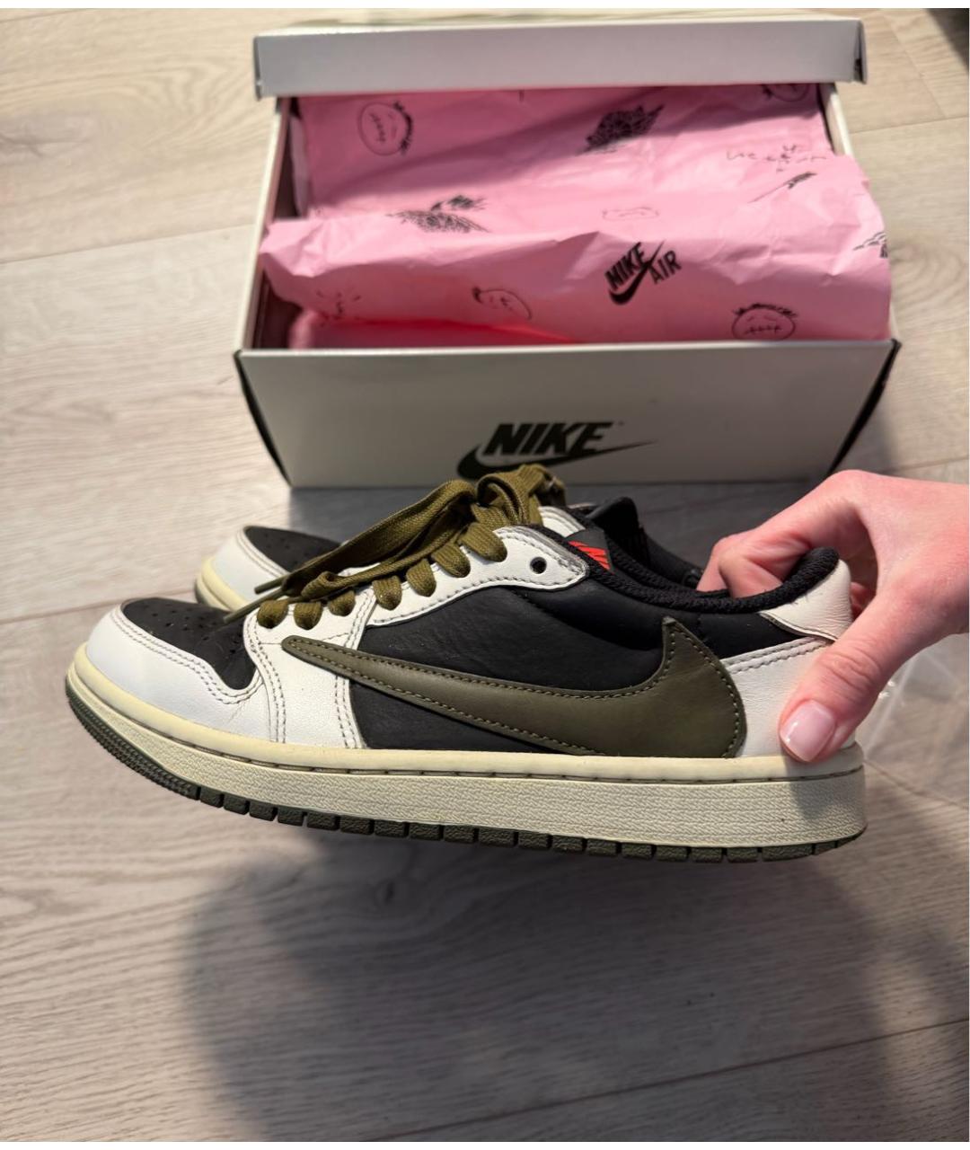 JORDAN Хаки кожаные кеды, фото 3