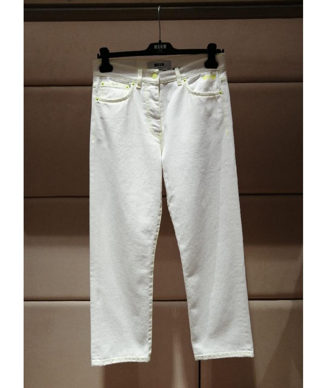 MSGM Белые хлопковые прямые джинсы, фото 3
