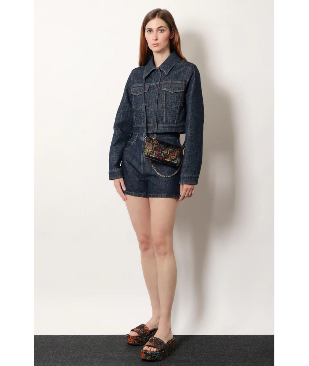 FENDI Темно-синие хлопковые шорты, фото 4