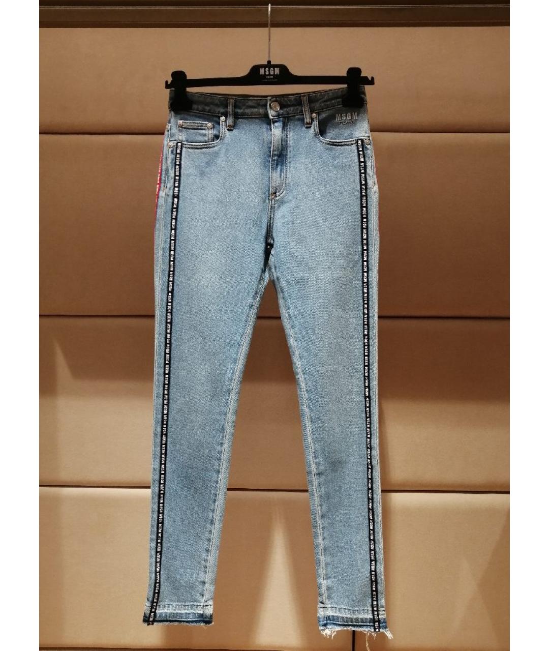 MSGM Голубые хлопковые джинсы слим, фото 3