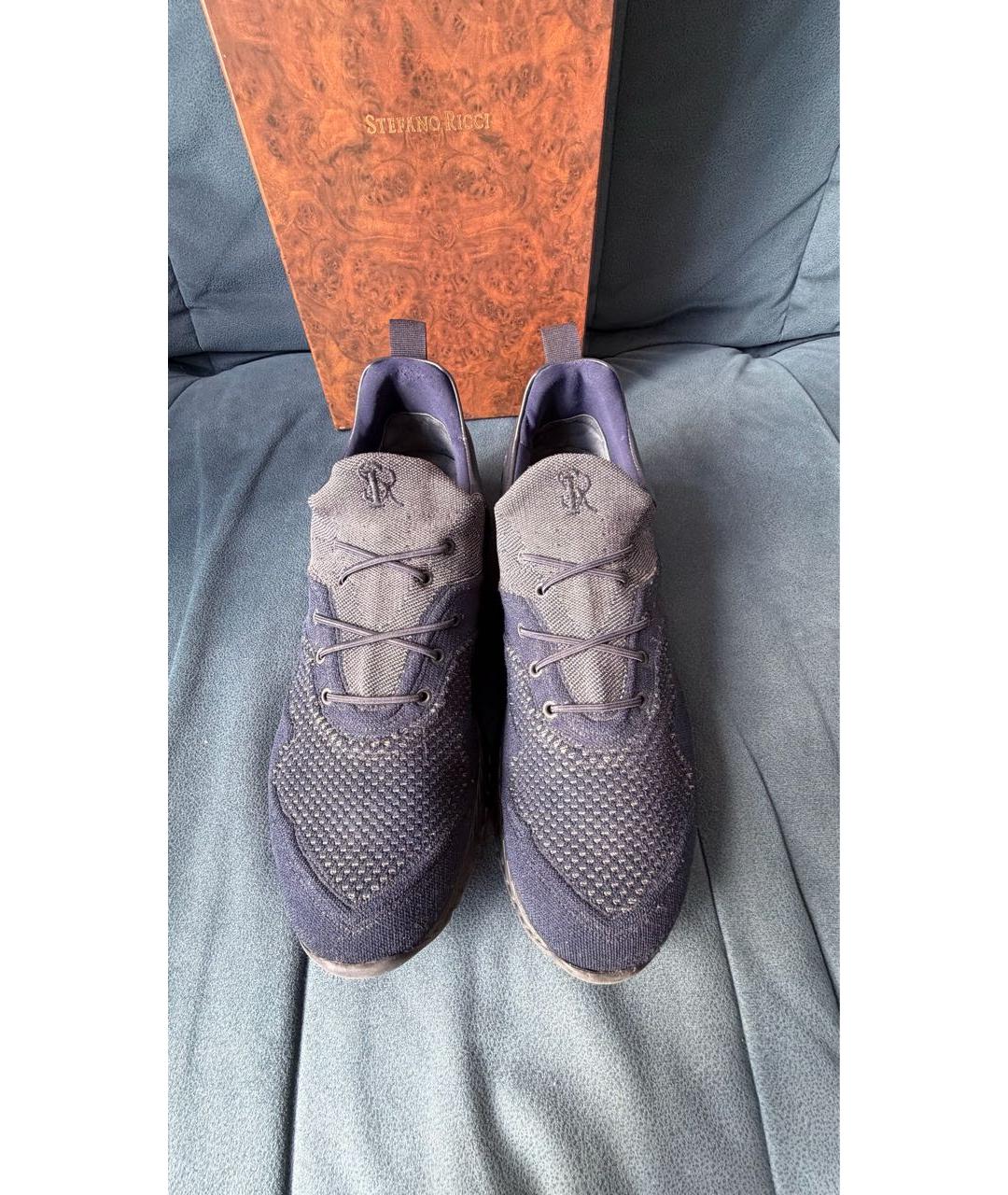 STEFANO RICCI Синие текстильные низкие кроссовки / кеды, фото 2