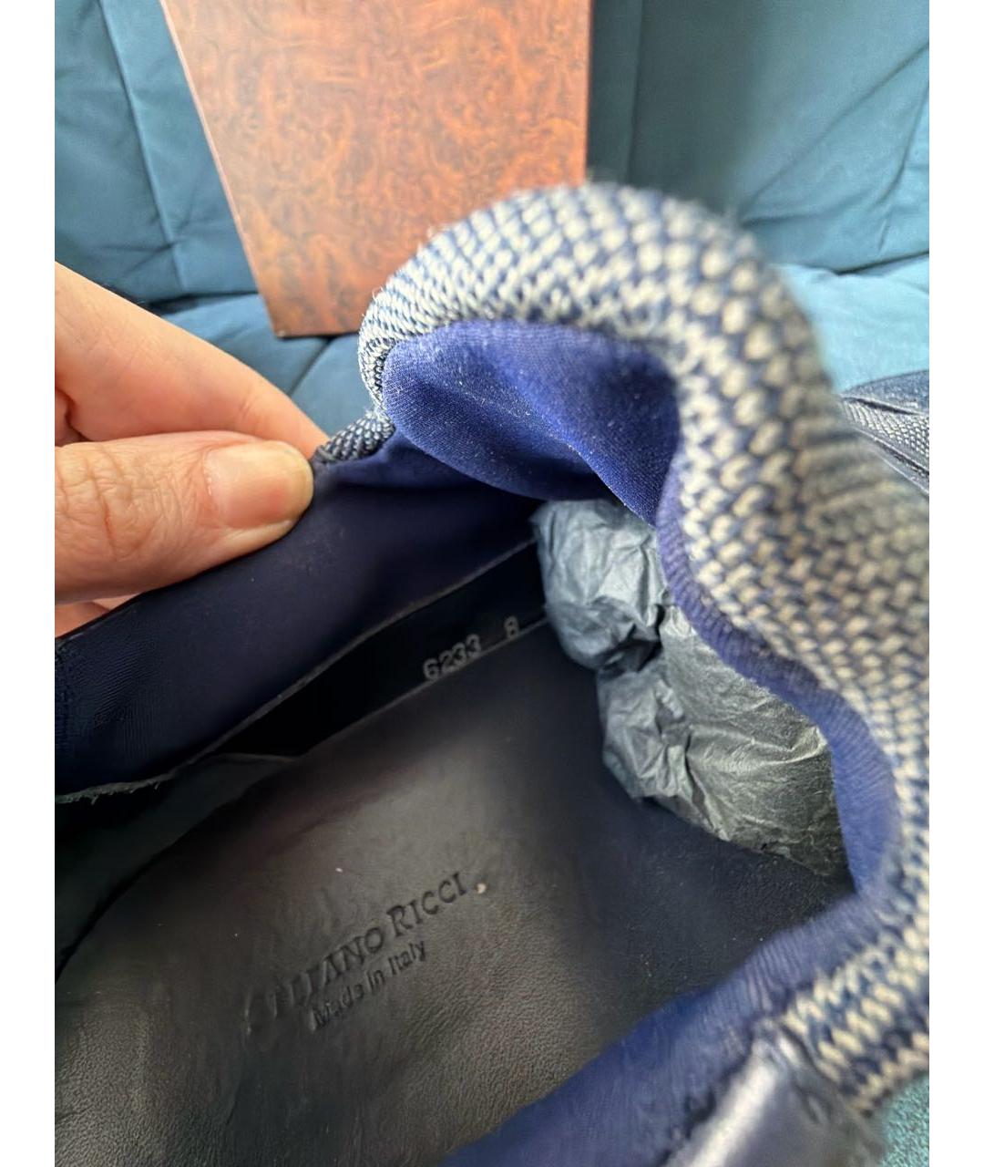 STEFANO RICCI Синие текстильные низкие кроссовки / кеды, фото 6