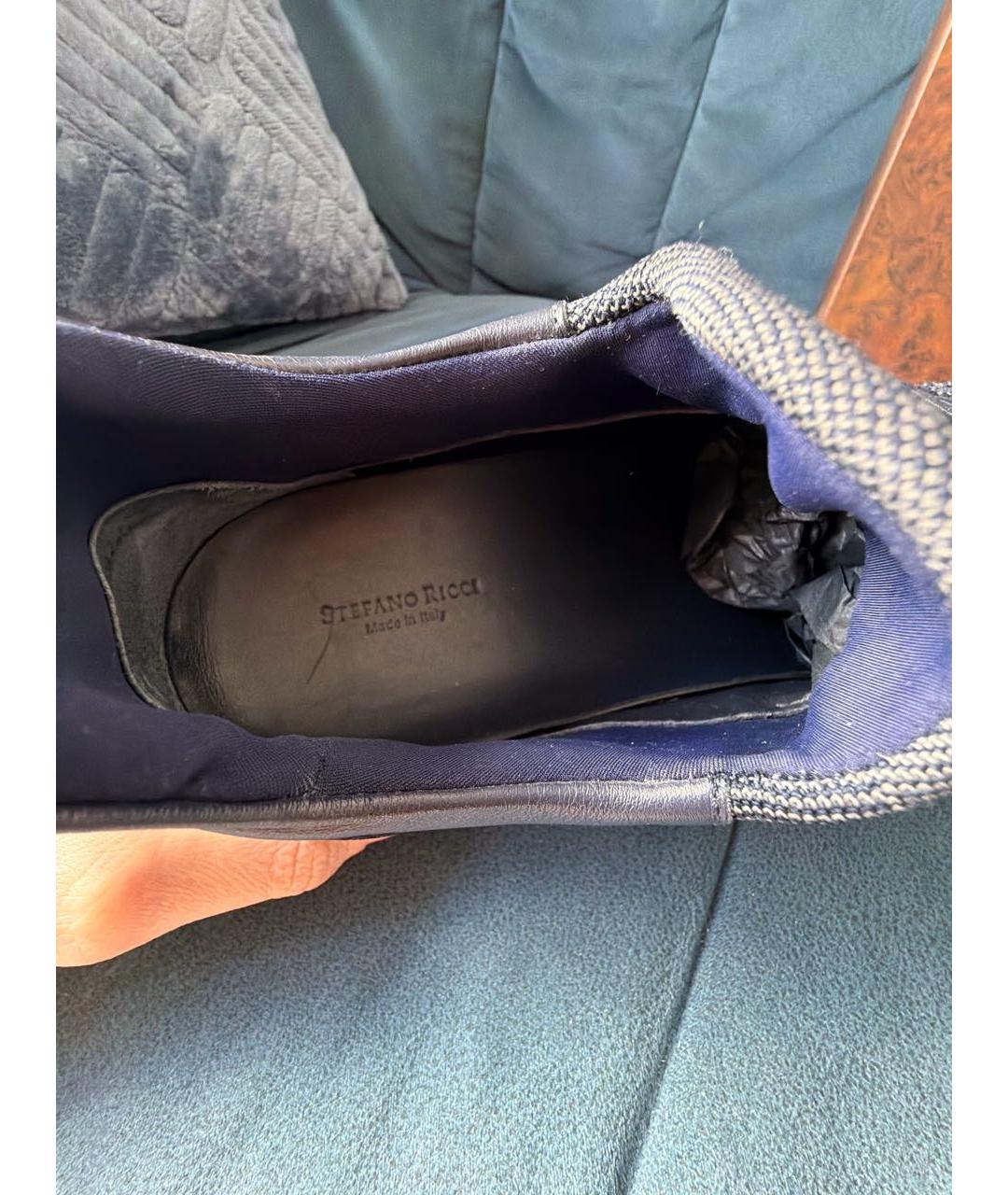STEFANO RICCI Синие текстильные низкие кроссовки / кеды, фото 5