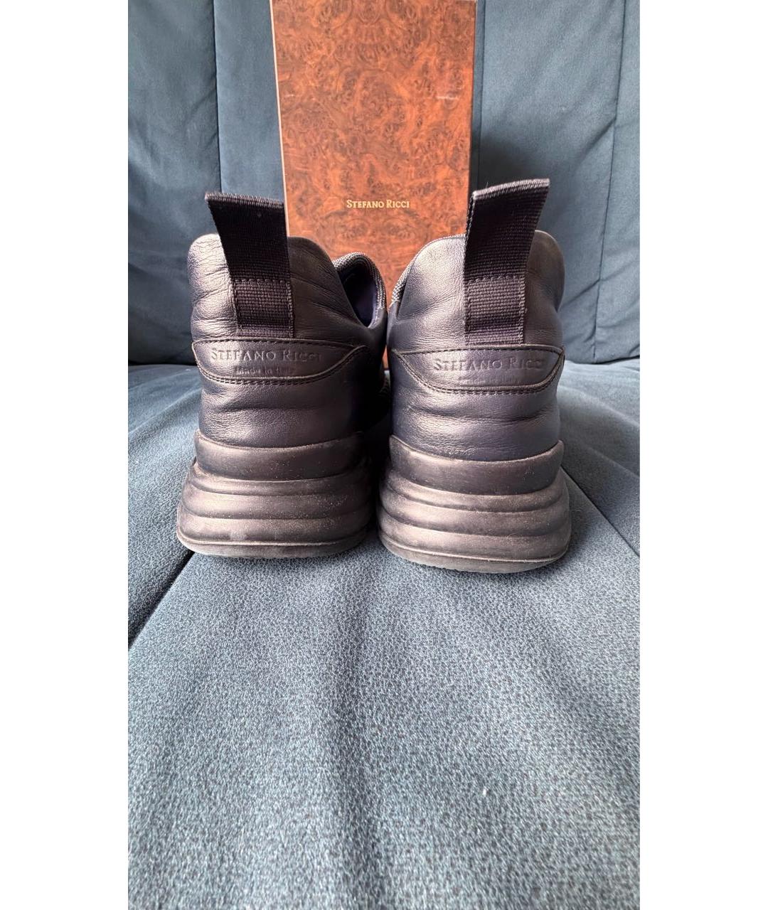 STEFANO RICCI Синие текстильные низкие кроссовки / кеды, фото 4