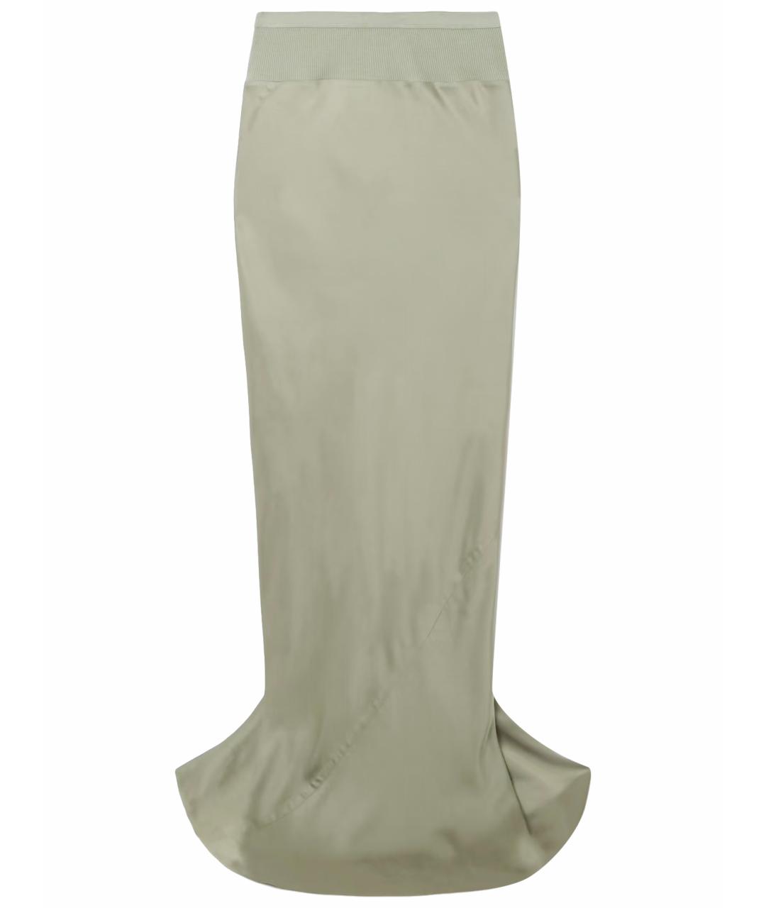 RICK OWENS Зеленая ацетатная юбка миди, фото 1