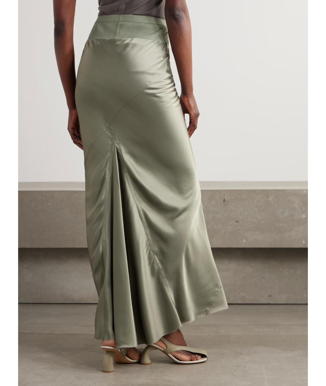 RICK OWENS Зеленая ацетатная юбка миди, фото 3