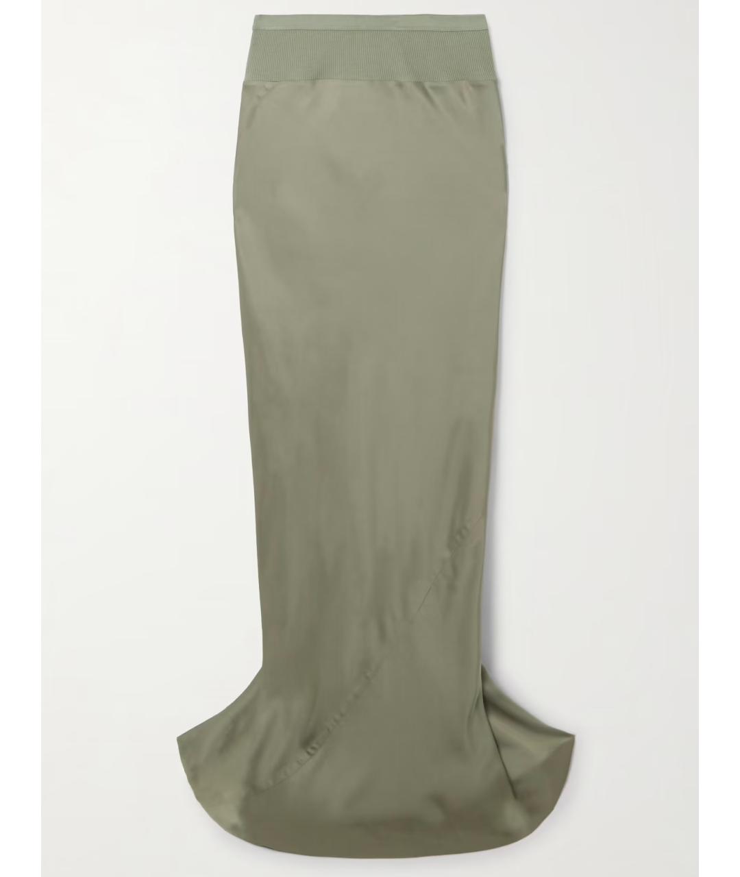 RICK OWENS Зеленая ацетатная юбка миди, фото 4