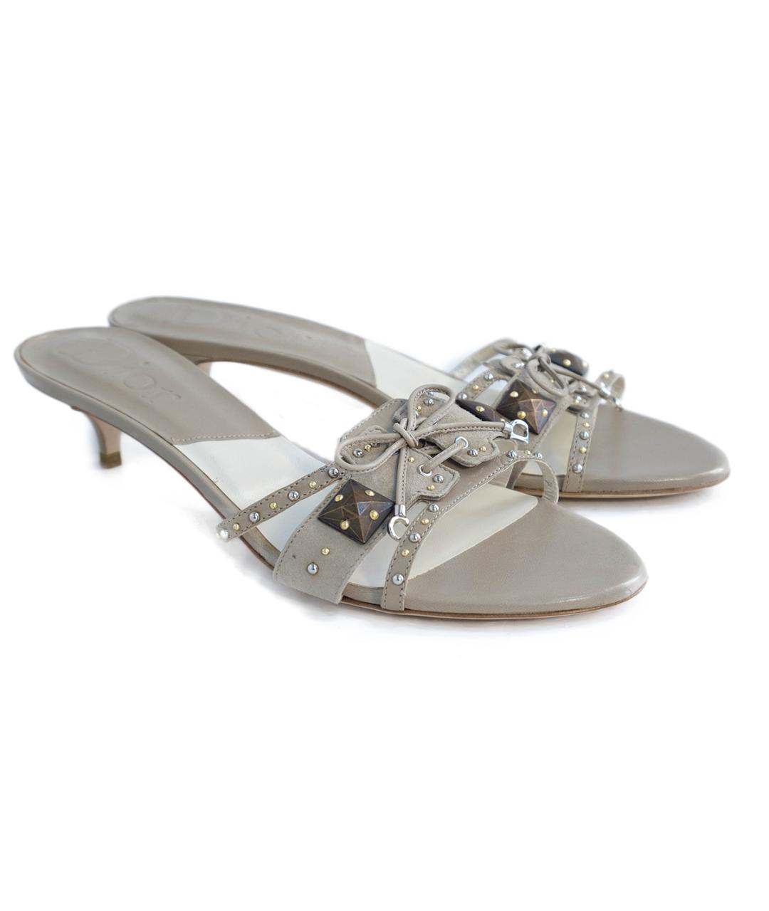 CHRISTIAN DIOR Бежевые кожаные босоножки, фото 2