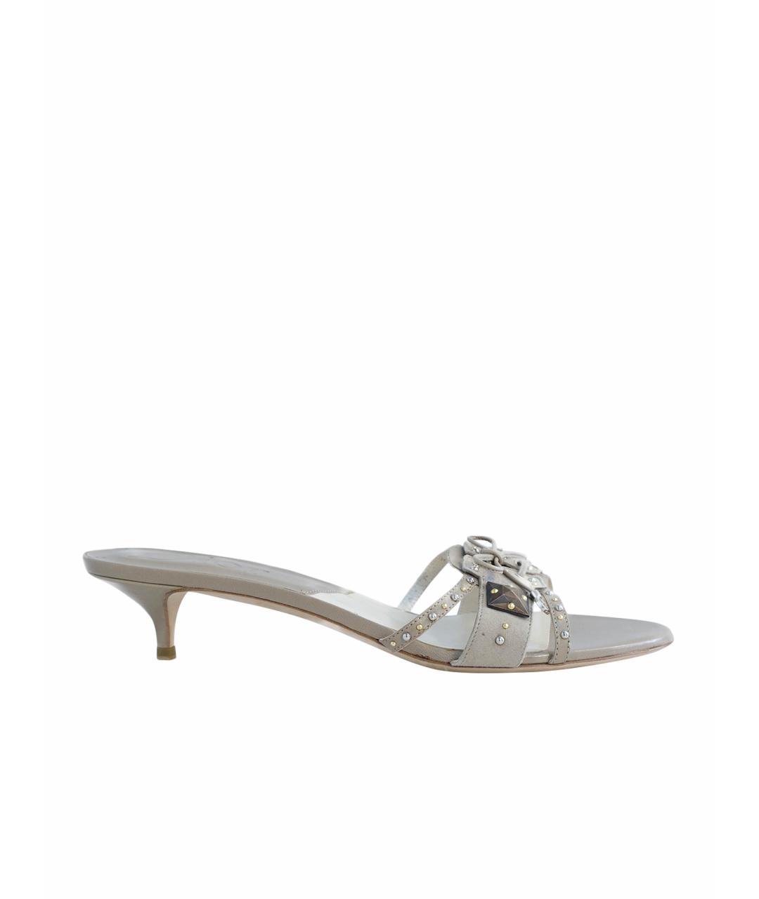 CHRISTIAN DIOR Бежевые кожаные босоножки, фото 1