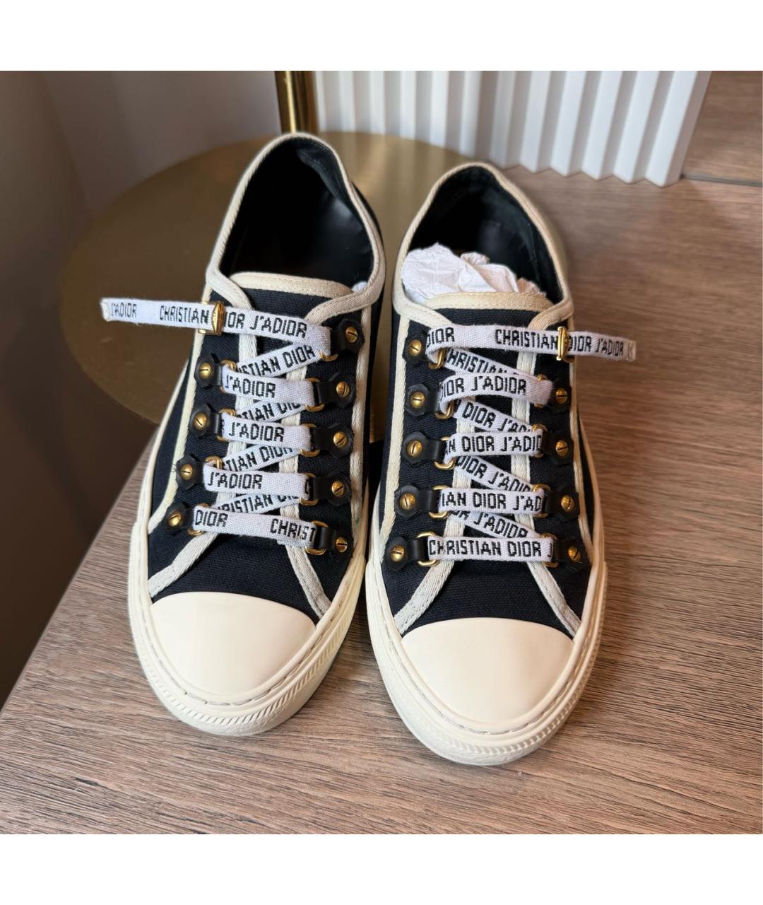 CHRISTIAN DIOR Черные текстильные кеды, фото 3