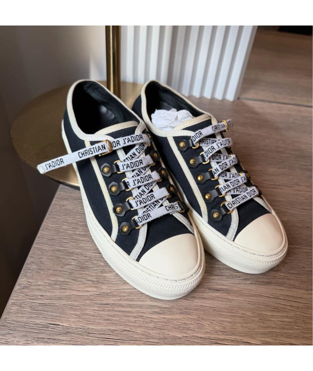 CHRISTIAN DIOR Черные текстильные кеды, фото 2