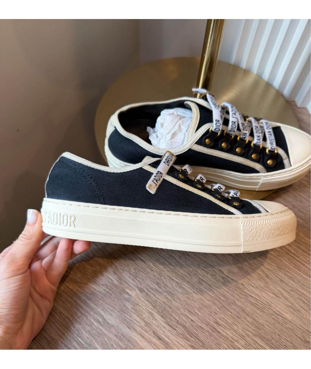 CHRISTIAN DIOR Черные текстильные кеды, фото 5