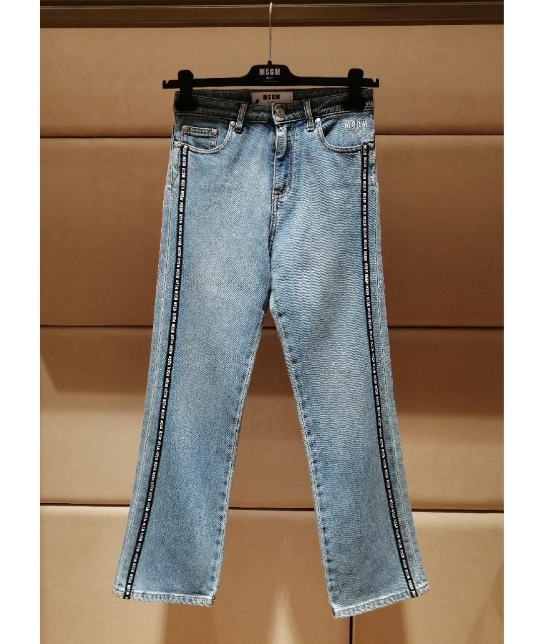MSGM Голубые хлопковые прямые джинсы, фото 3