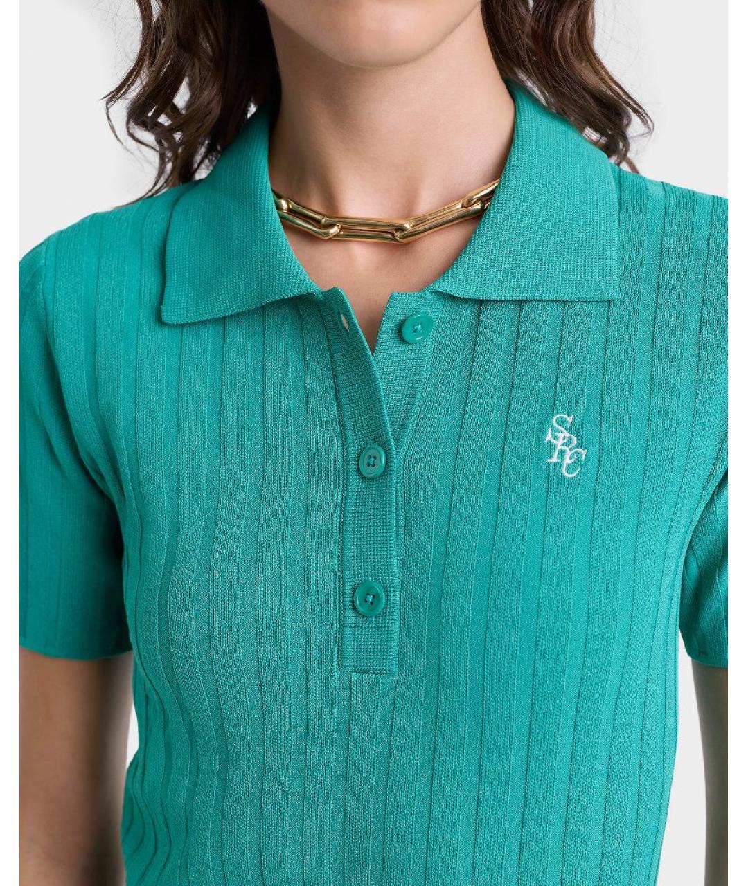 SPORTY AND RICH Бирюзовая полиамидовая футболка, фото 5