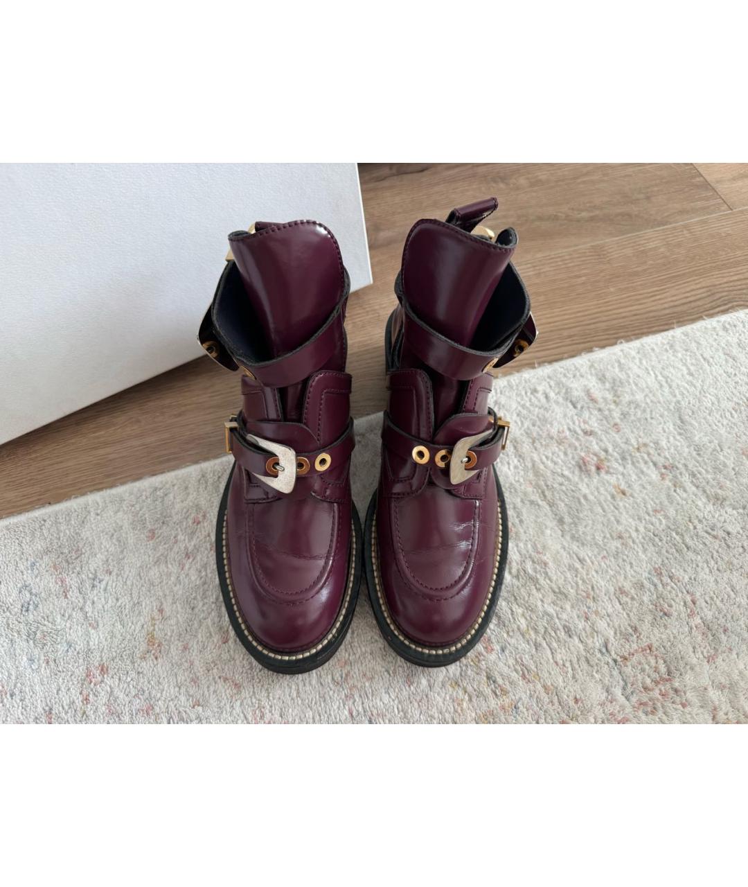 BALENCIAGA Бордовые ботинки из лакированной кожи, фото 2