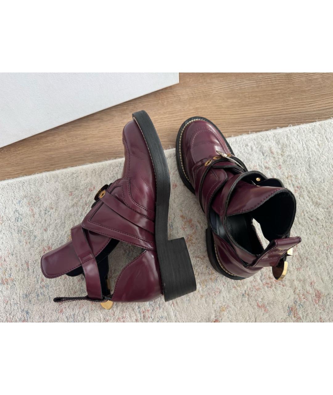 BALENCIAGA Бордовые ботинки из лакированной кожи, фото 6
