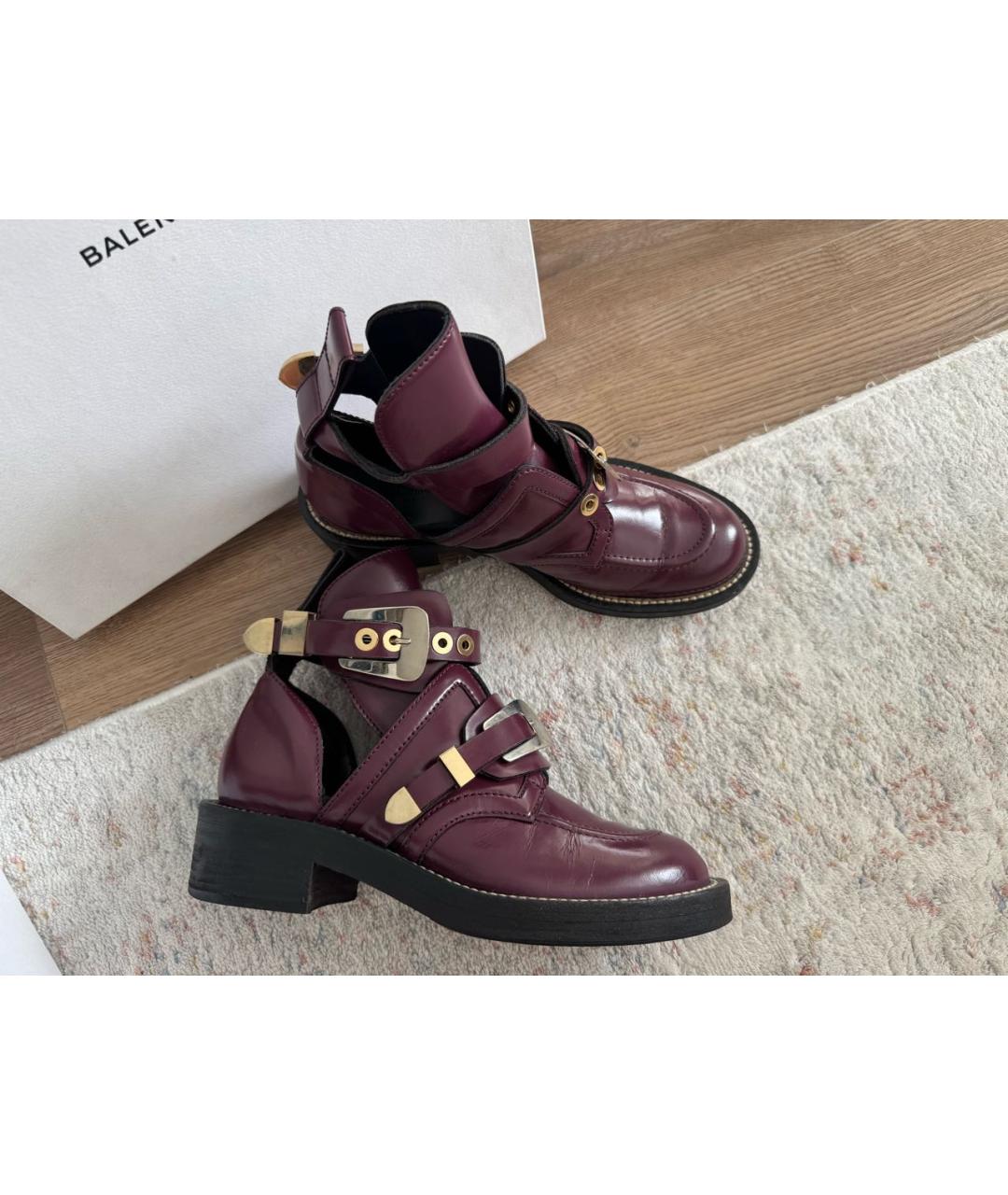 BALENCIAGA Бордовые ботинки из лакированной кожи, фото 8