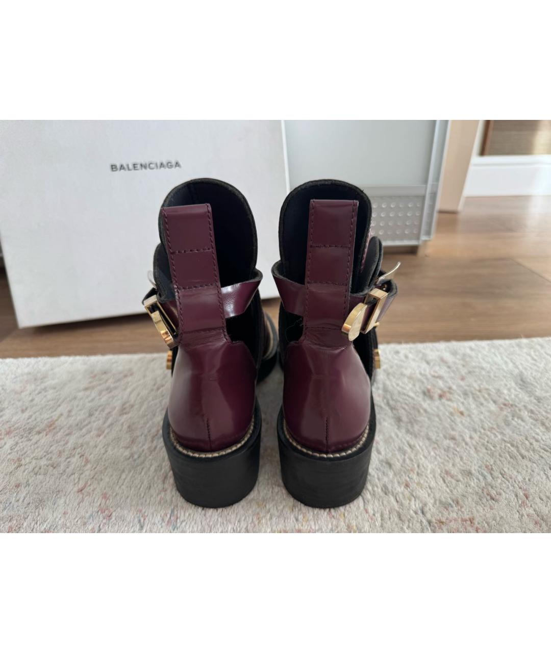 BALENCIAGA Бордовые ботинки из лакированной кожи, фото 3
