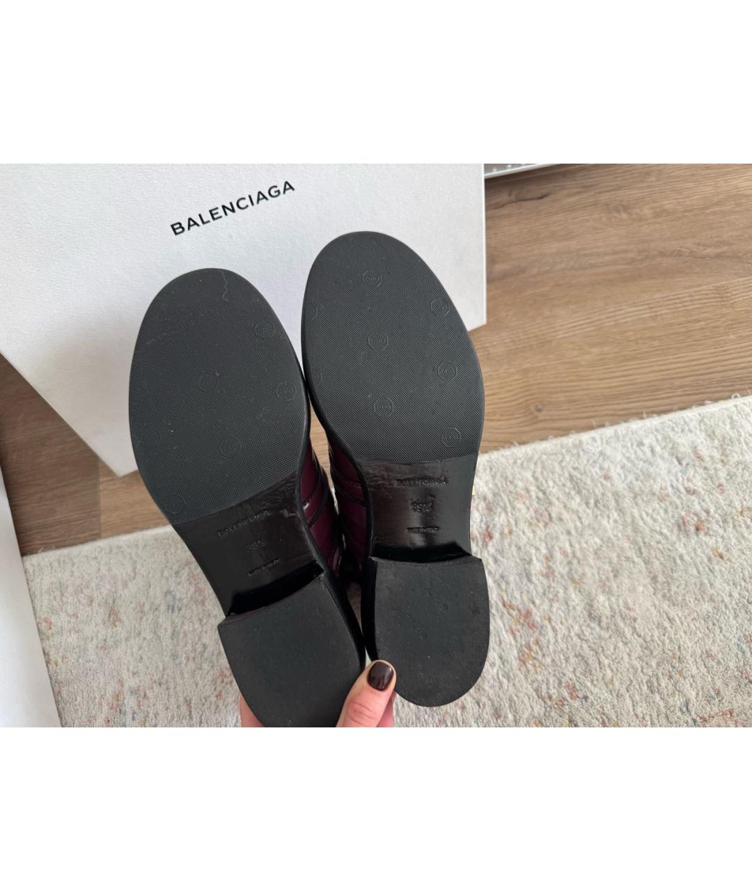 BALENCIAGA Бордовые ботинки из лакированной кожи, фото 5