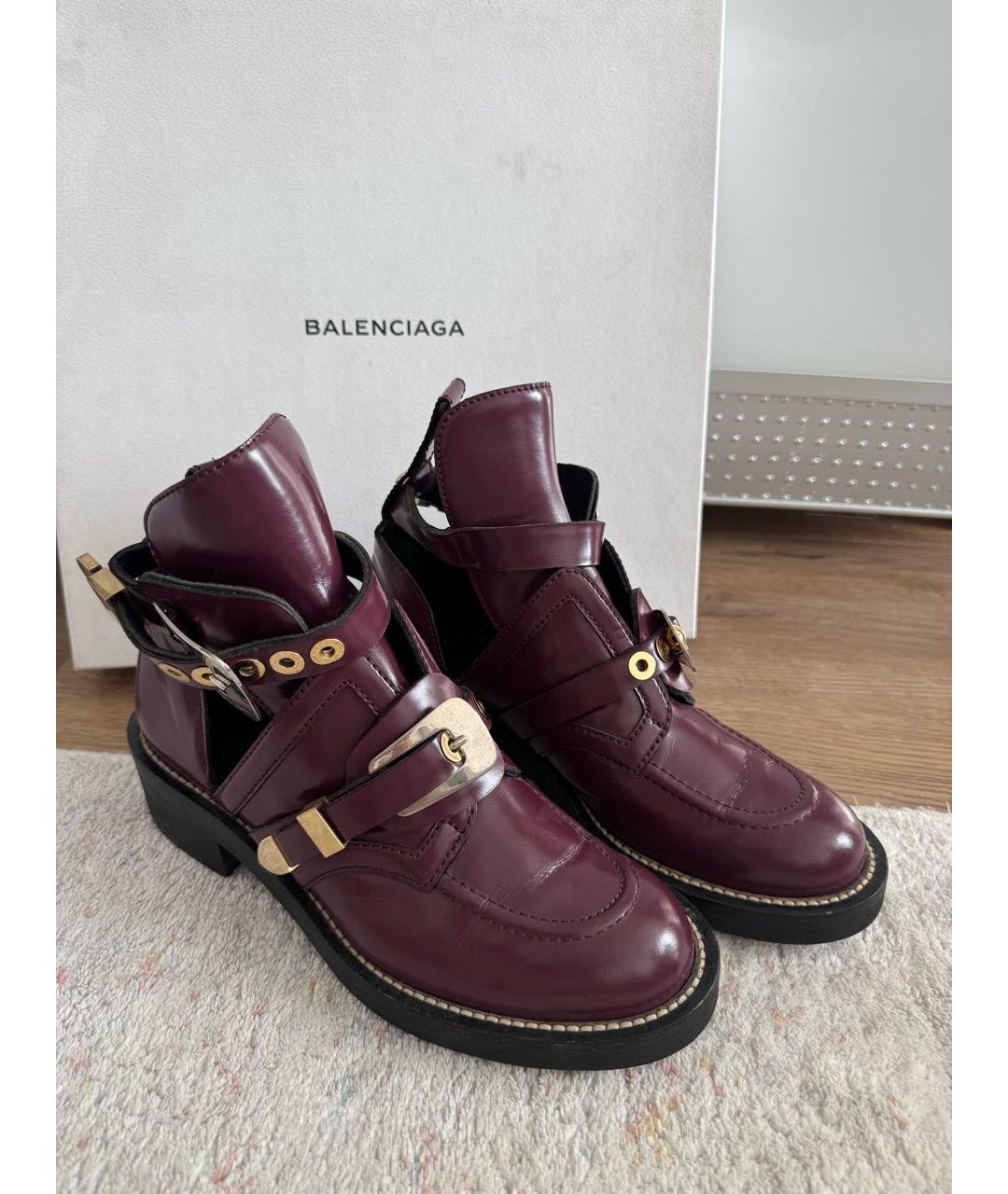 BALENCIAGA Бордовые ботинки из лакированной кожи, фото 4